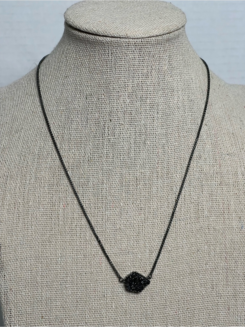 Kendra Scott Tess Gunmetal Black Drusy Pendant Necklace